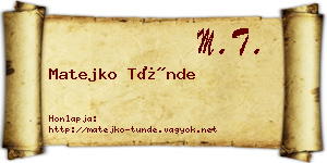Matejko Tünde névjegykártya