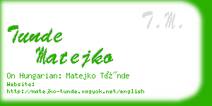 tunde matejko business card